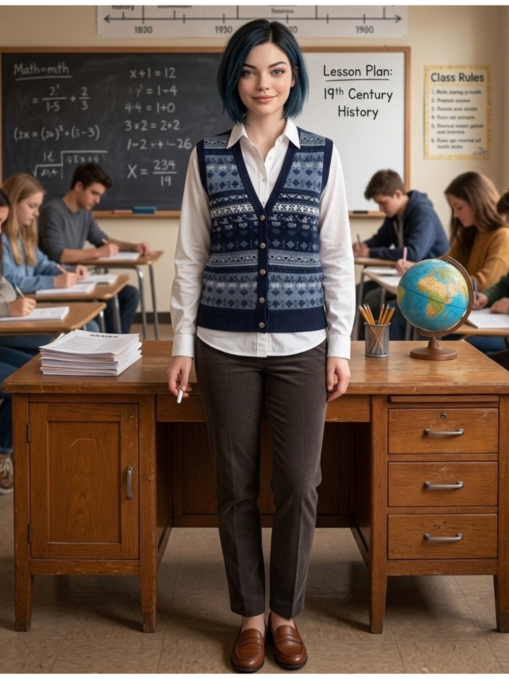 Brand New knit vest fair isle nordic-inspired geometric floral motifs 10 vintage